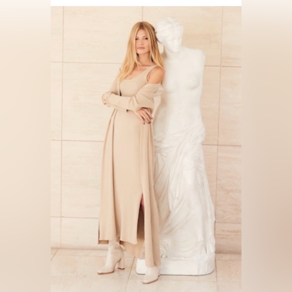 Lulus Layer Lover Ribbed Knit 2 Piece Dress and Cardigan Set Small